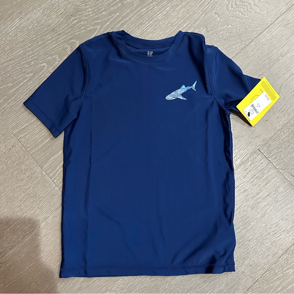 Gap kids boys swimming swim rash guard UPF 50+ Sharks Navy small 6-7